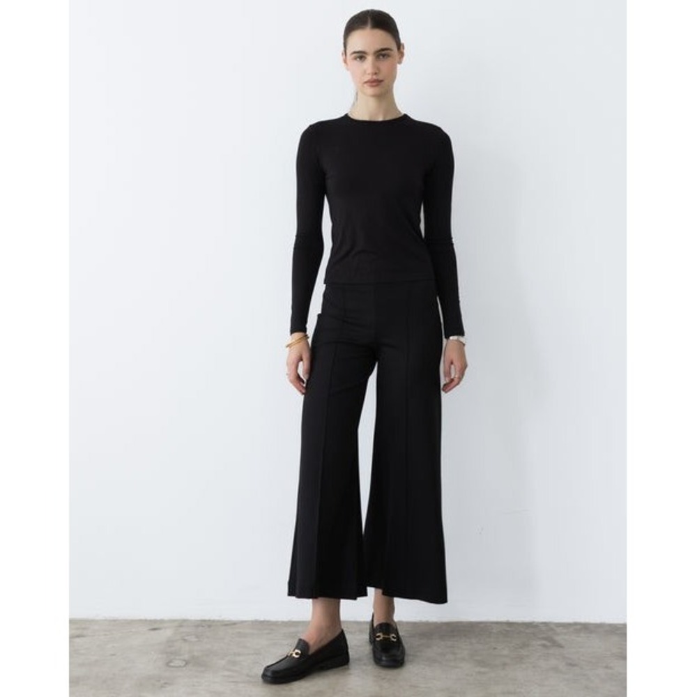 Ripley‎ Rader Black Ponte Knit Cropped Wide Leg Pants Women 1 XS High Waist $198